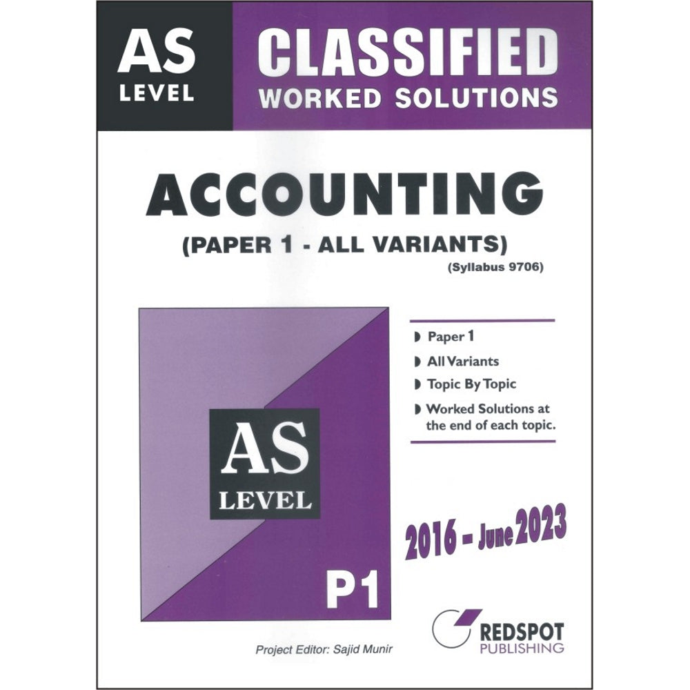 Cambridge AS-Level Accounting (9706) P-1 Classified Worked Solutions Redspot