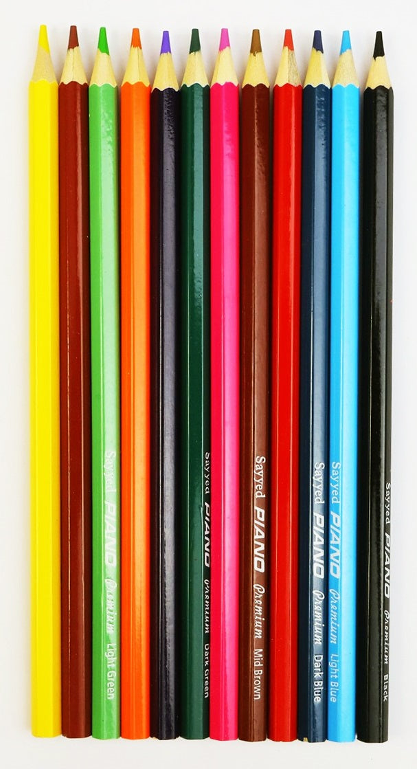 Piano Premium 12 Colour Pencils Full Size (Pack of 2)